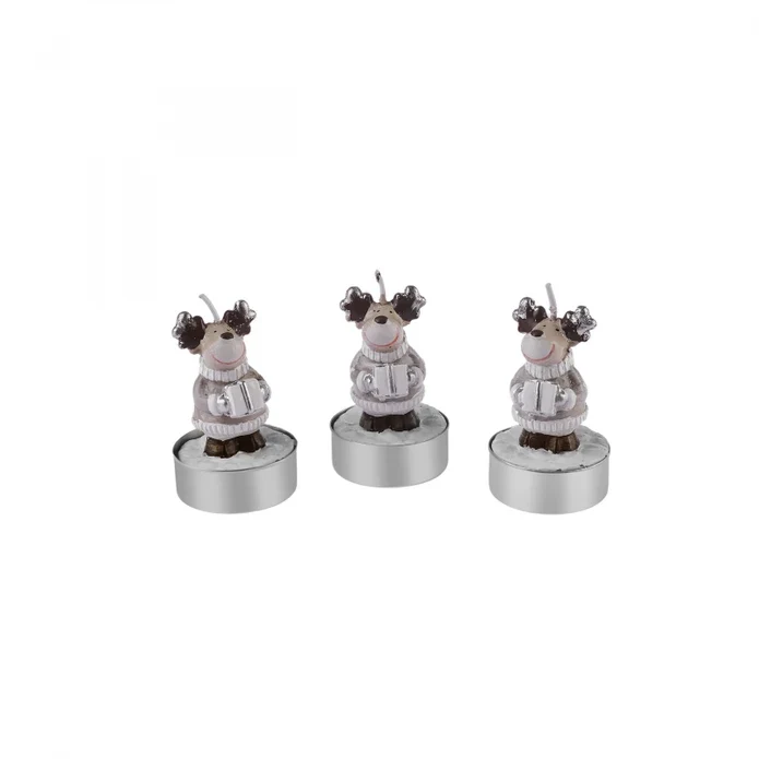 Karaca Home New Year Rentier 3er Teelichtkerze 14x9,3x6 cm
