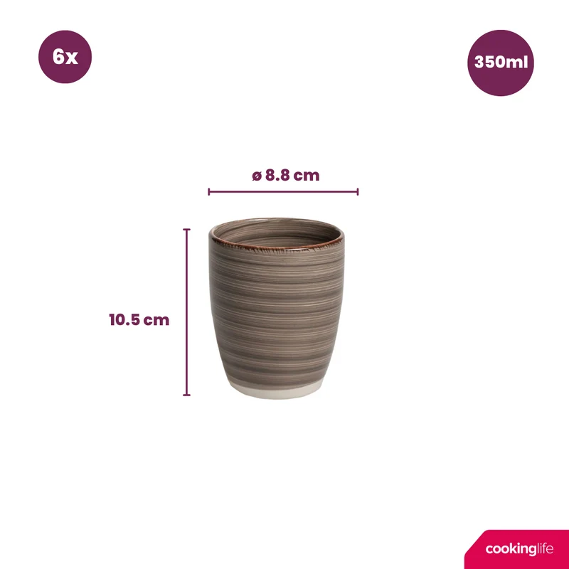 Cookinglife Becher Delice Grau 350 ml - 6 Stück