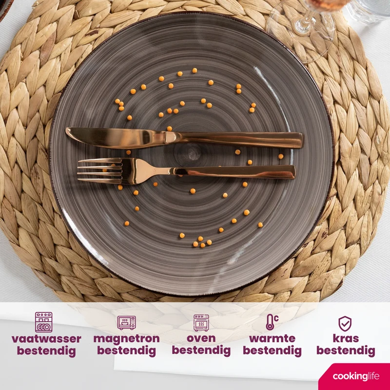 Cookinglife Speiseteller Delice Grau ø 26,5 cm - 6 Stück