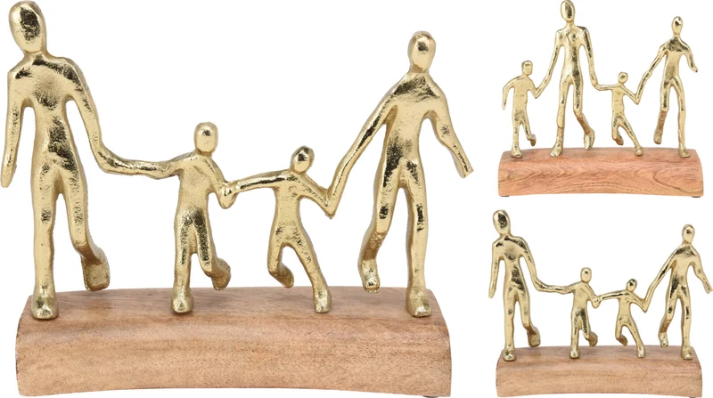 SKULPTUR FAMILIE ALUMINIUM 24X9X23CM GOLD 2-FACH SORTIERT