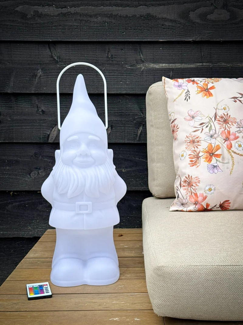 Laterne LED "Gnom" solar m/FB 7 Farben weiß Kunststoff 22,5x18,5x51cm