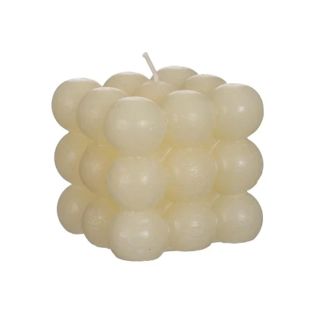 Bubble Kerze 8x8x8 cm weiß rosa