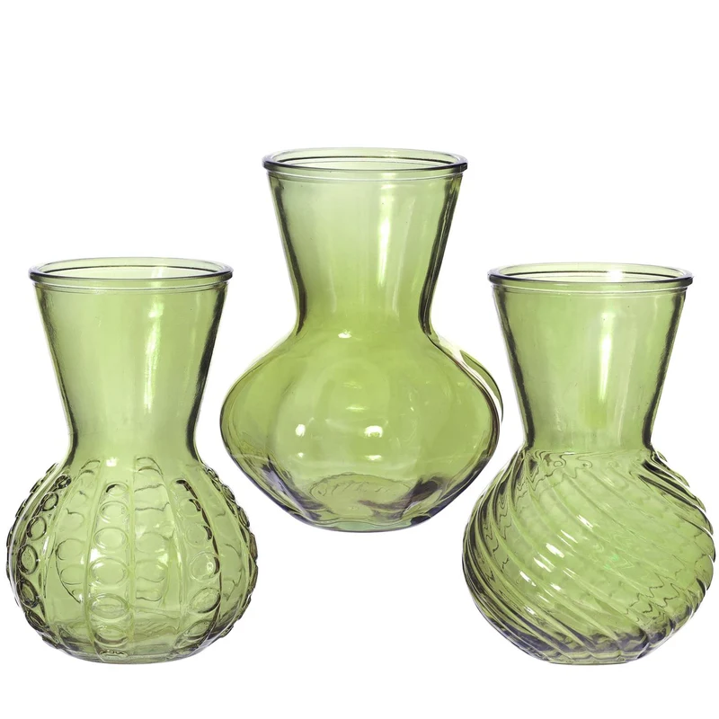 Vase Kristallglas 3er Set Ø13 H.18 cm hellgrün