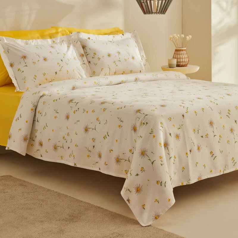 Karaca Home Emma 100% Baumwolle Doppelbett-Pike-Set Gelb