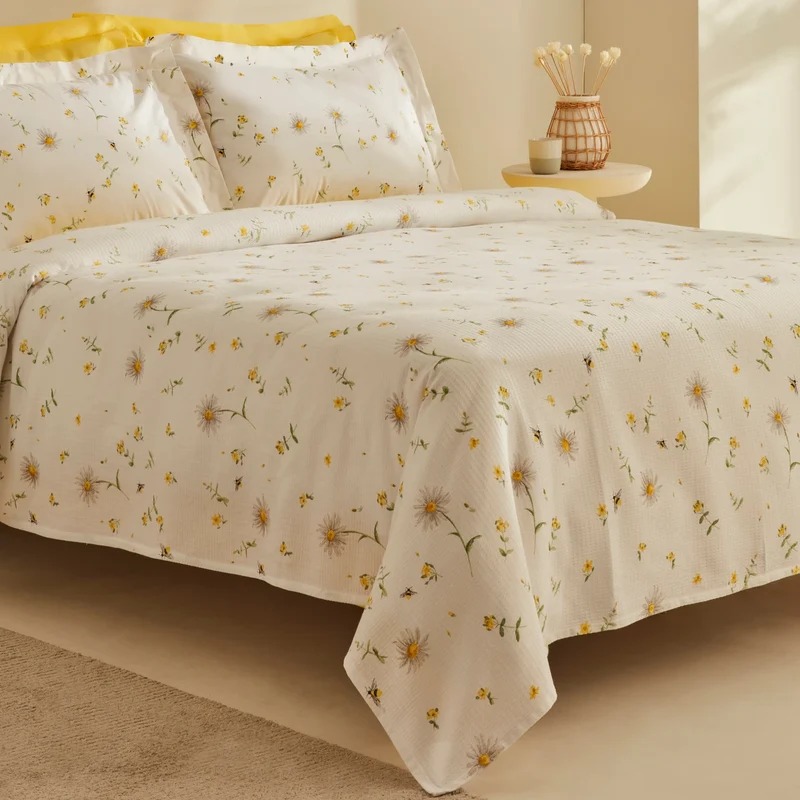 Karaca Home Emma 100% Baumwolle Doppelbett-Pike-Set Gelb