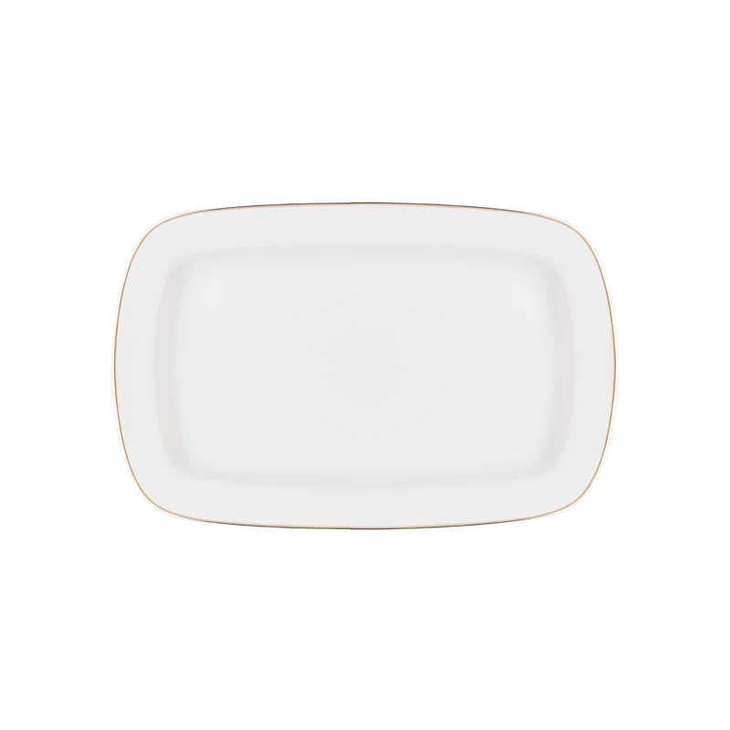 Karaca Timeless 59-teiliges Porzellan Halb-Quadratisches Dinner-Set für 12 Personen, Gold