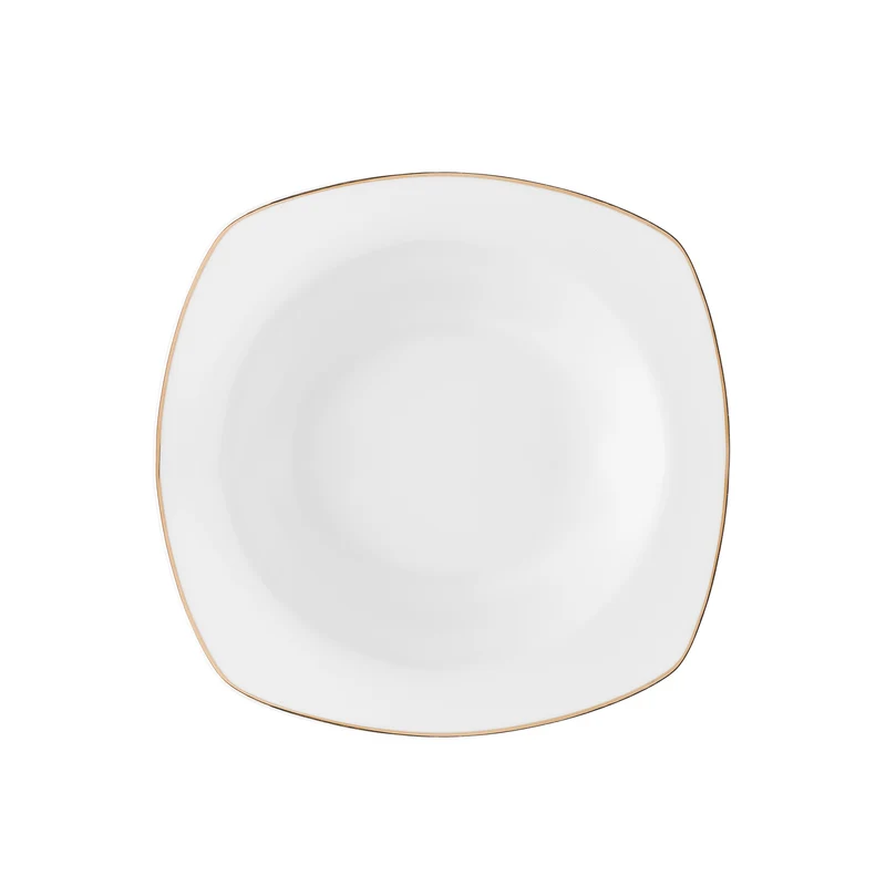Karaca Timeless 59-teiliges Porzellan Halb-Quadratisches Dinner-Set für 12 Personen, Gold