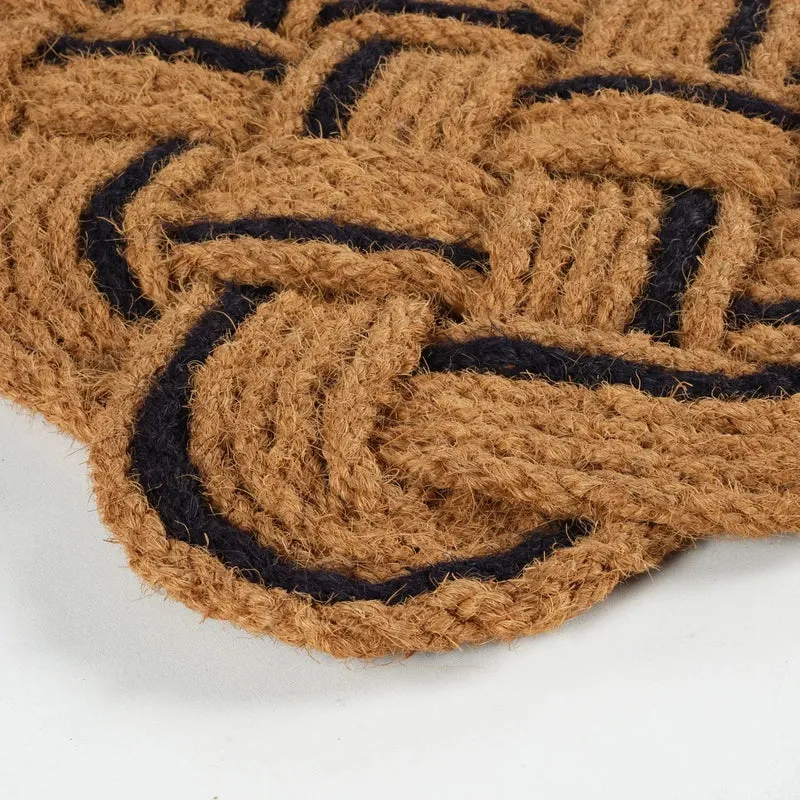 Kaschmir Teppich Geflochten Schwarz Natur Coco Fußmatte 45x75 cm