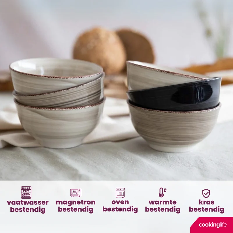 Cookinglife Suppenschalen / Schalen Delice Grau ø 14 cm - 6 Stück