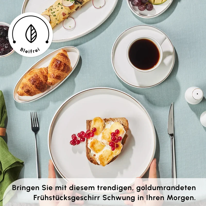 Karaca Stream Pure Sunset 34-Teiliges 6-Personen Frühstücksset Gold