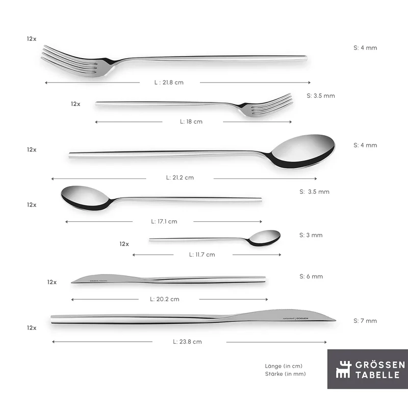 Karaca Mild 84-teiliges 316+ Premium Besteckset für 12 Personen