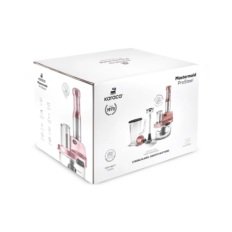 Karaca Mastermaid Küchenroboter aus Stahlglas, Langer Mixer 8 ın 1, 2500 W, Galaxy Grey