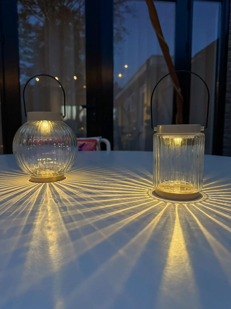 LATERNE SOLAR 1LED GLAS 14,5X15CM OLIV ( 2V-25MA SOLAR)