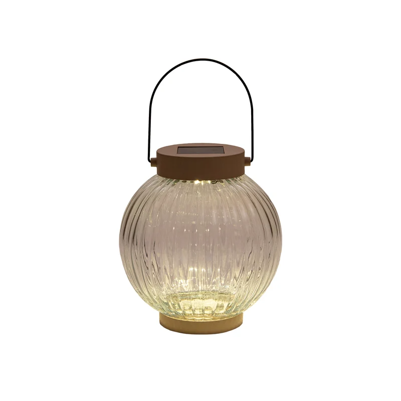 LATERNE SOLAR 1LED GLAS 14,5X15CM SAND (2V-25MA SOLAR)