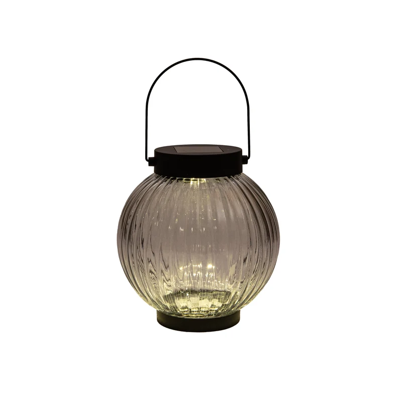 LATERNE SOLAR 1LED GLAS 14,5X15CM SCHWARZ ( 2V-25MA SOLAR)