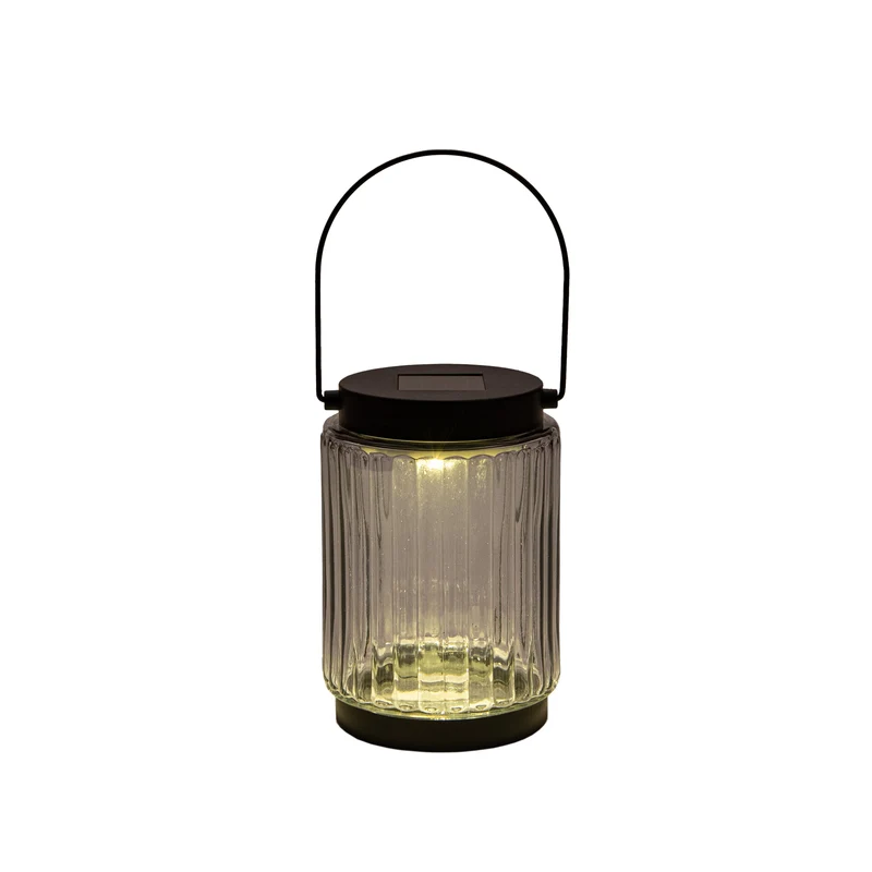 LATERNE SOLAR 1LED GLAS 8.5X12CM SCHWARZ (2V-25MA SOLAR)