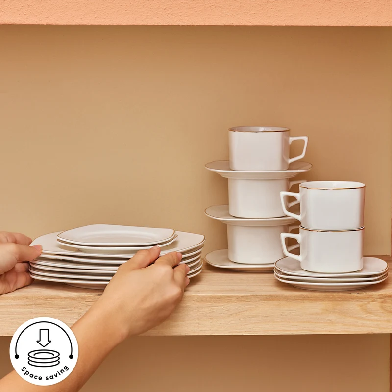 Karaca Elegance Bone Padoca 26-Teiliges 6-Personen Frühstücksset Gold