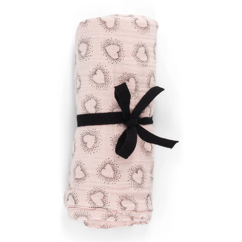 Mulltuch "Bianca Swaddle dotted heart light pink"