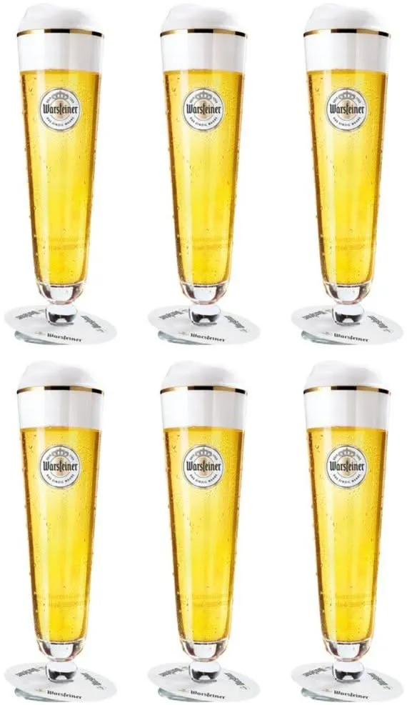 Warsteiner Biergläser mit Fuß 400 ml - 6 Stück
