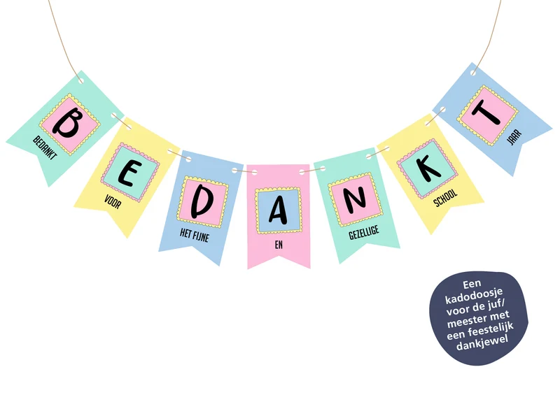 Geschenkbox Wimpelkette „Danke Schuljahr“