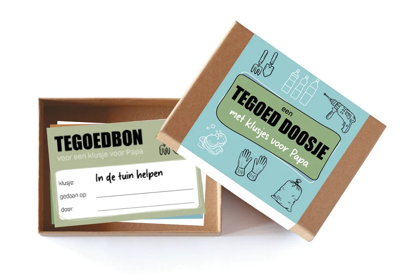 Geschenke Eine Gutscheindose mit Aufgaben für Papa