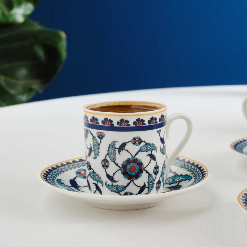 Karaca Rumi Kaffeetassenset für 6 Personen, 80 ml
