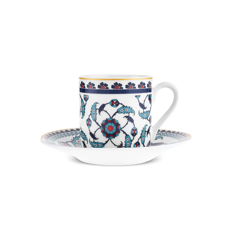 Karaca Rumi Kaffeetassenset für 6 Personen, 80 ml