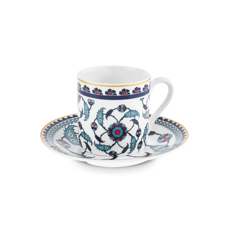 Karaca Rumi Kaffeetassenset für 6 Personen, 80 ml