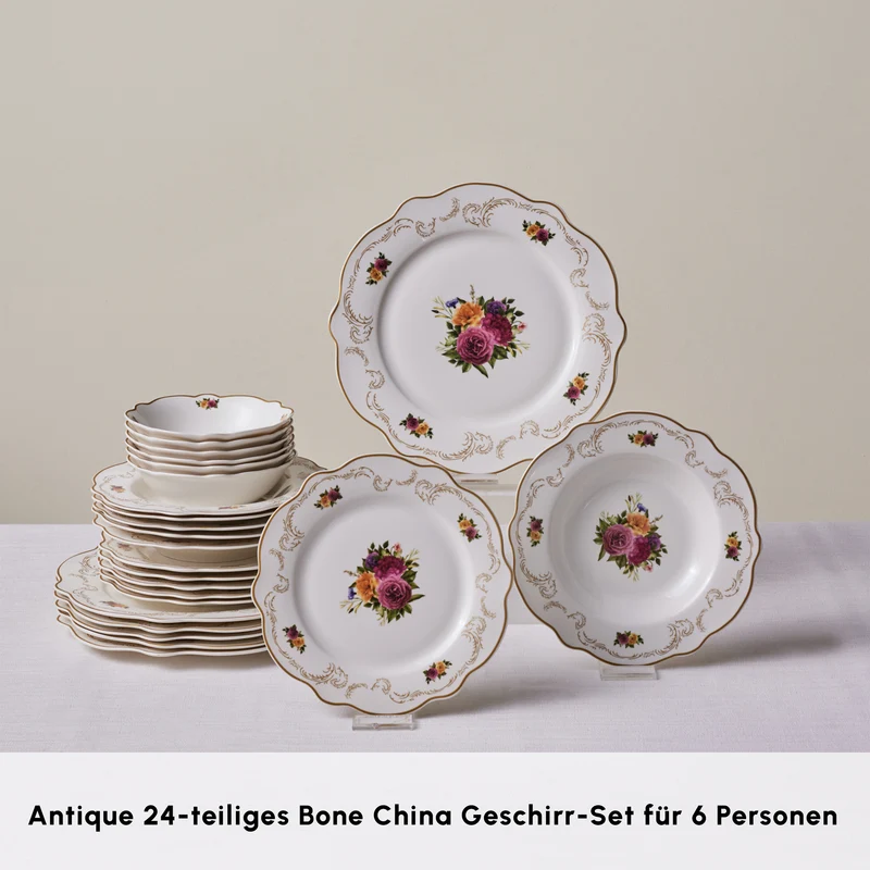 Karaca Antique Porcelain 24 Stück 6 Sitzer Dinner Set