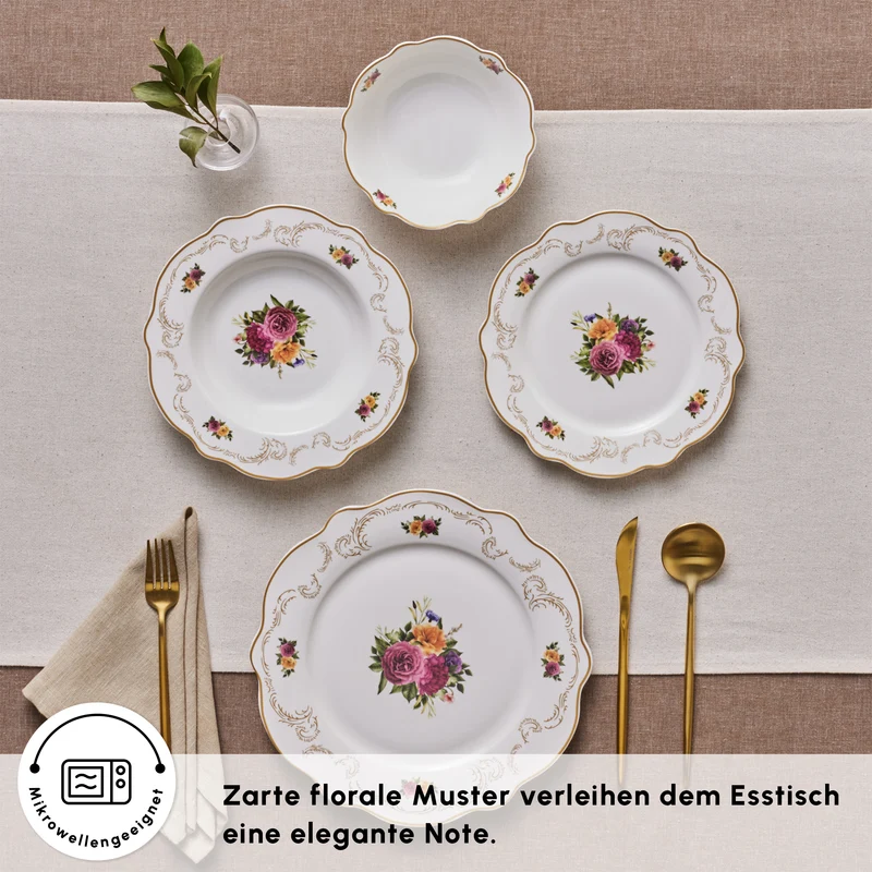 Karaca Antique Porcelain 24 Stück 6 Sitzer Dinner Set