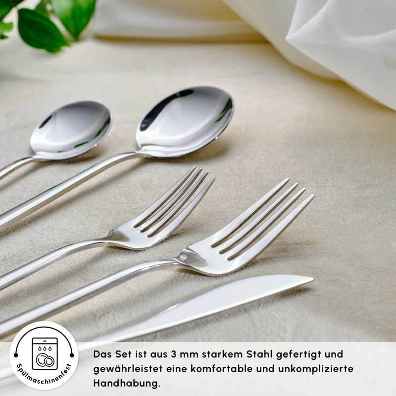 Karaca Orion Silver 60-teiliges Besteckset für 12 Personen