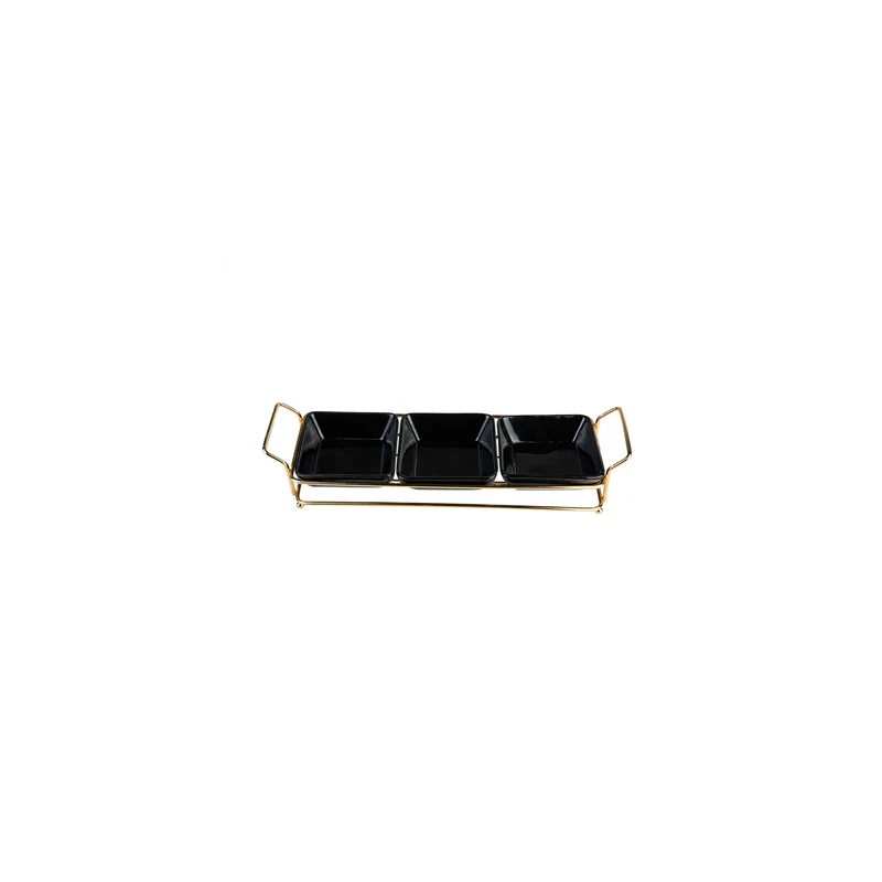 Karaca Sarah 3er Servierschalen- Set, Gold- Schwarz