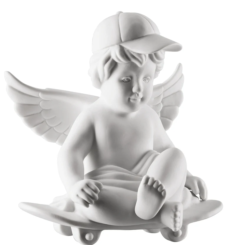 Rosenthal Engel mittel weiss matt Engel mit Skateboard 10 cm