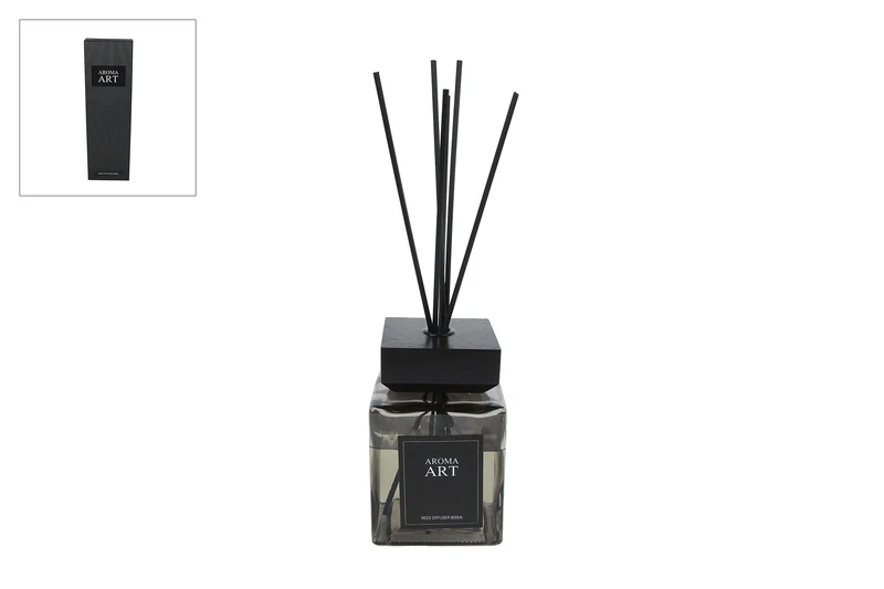 Diffuser-Set „Aroma Art“ aus Zedernholz, 800 ml, schwarzes Glas, 23,5 x 23,5 x 39 cm