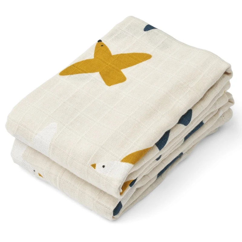 Mulltücher "Birds Sea shell" 2er Pack