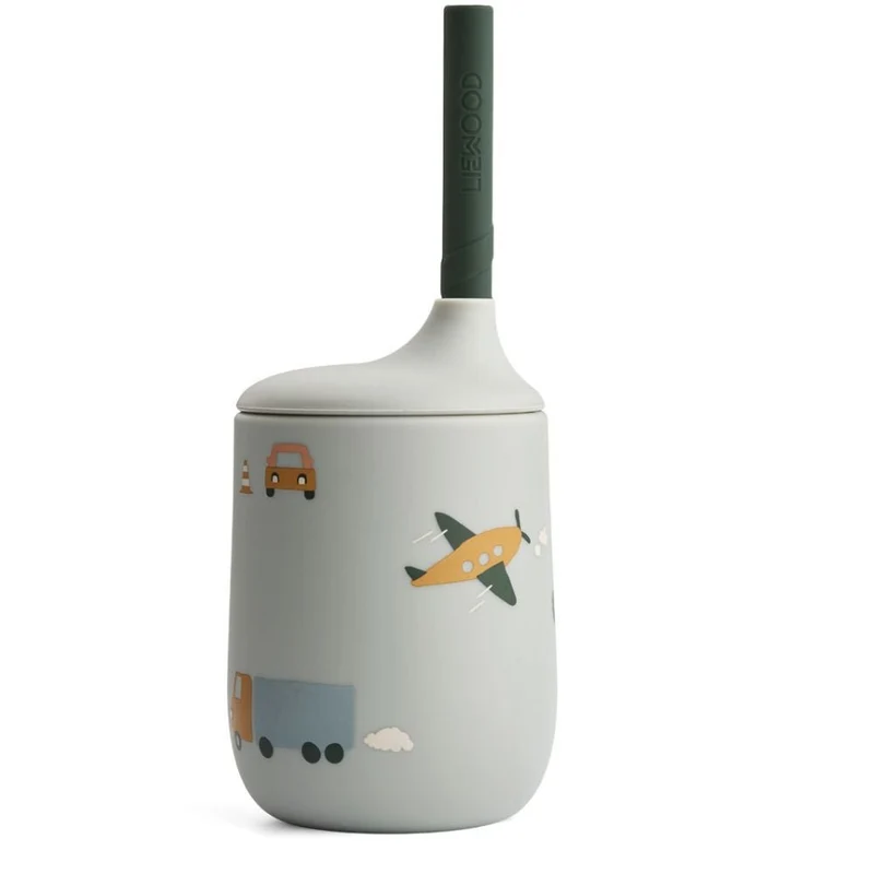 Trinkbecher "Ellis sippy cup Vehicles Dove blue mix"