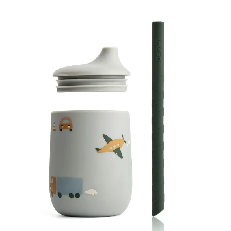 Trinkbecher "Ellis sippy cup Vehicles Dove blue mix"