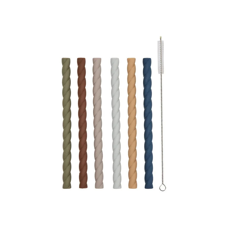 Mellow Silikon-Strohhalme Caramel/ Blue - 6er-Pack