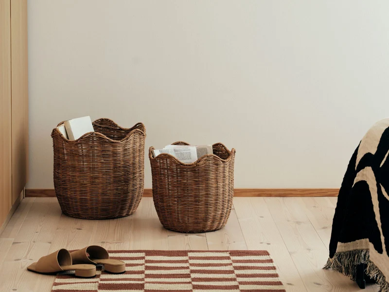 Broste Copenhagen Lola Korb natural brown 35cm Set 2tlg