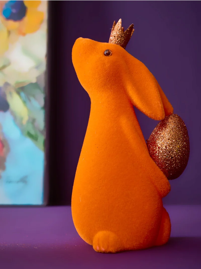 Werner Voß Hase mit Ei beflockt orange 18cm