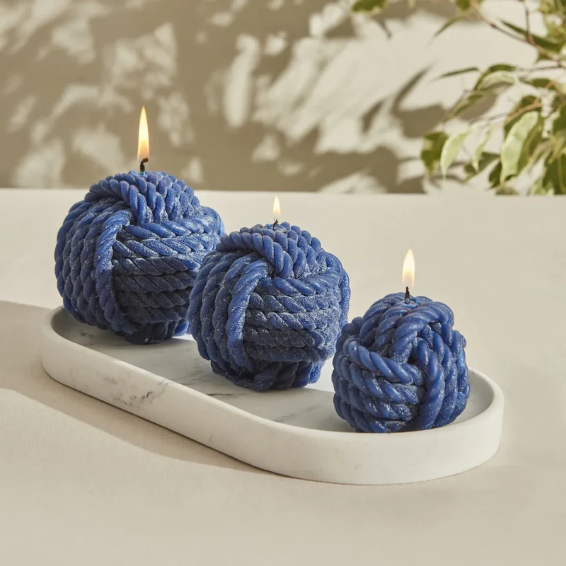 Karaca Home Rope Kerze 8 cm, Marineblau