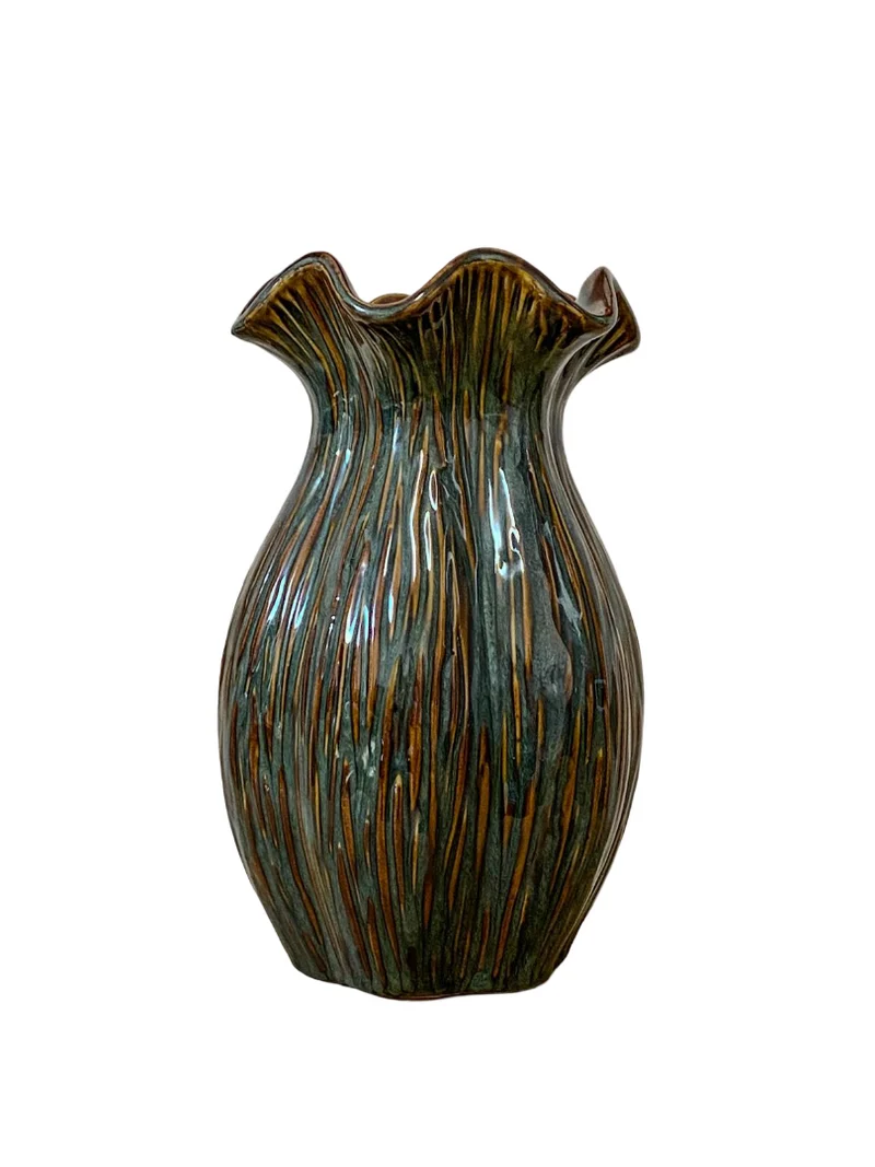 Vase „Loire“ Keramik D15,5 H25cm Dunkelgrün