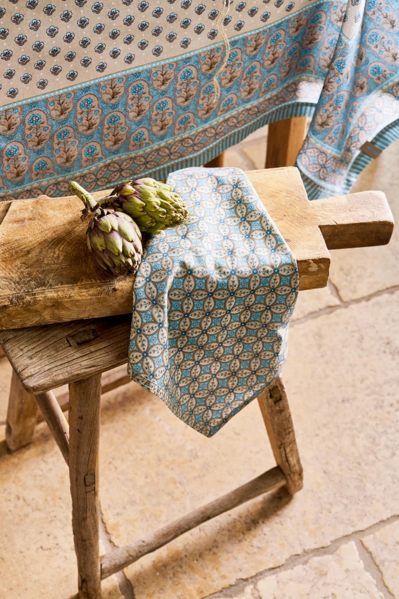 PIP STUDIO Blooming Tales Bustani-Pashmina Khaki-Blue Geschirrtuch 50x70cm Set2