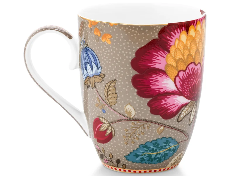 PIP STUDIO Blooming Tales Fantasy Khaki Large Henkelbecher 0,365l Set2