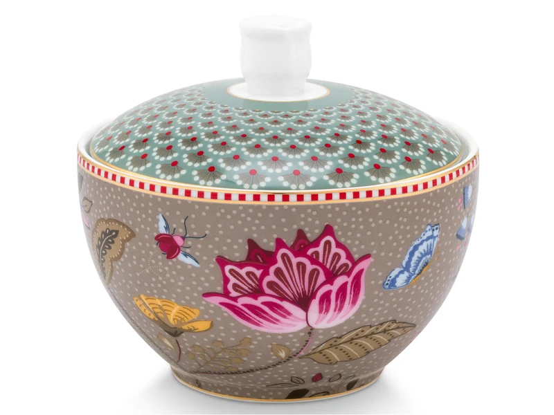PIP STUDIO Blooming Tales Fantasy Khaki-Blue Zuckerdose 0,3l