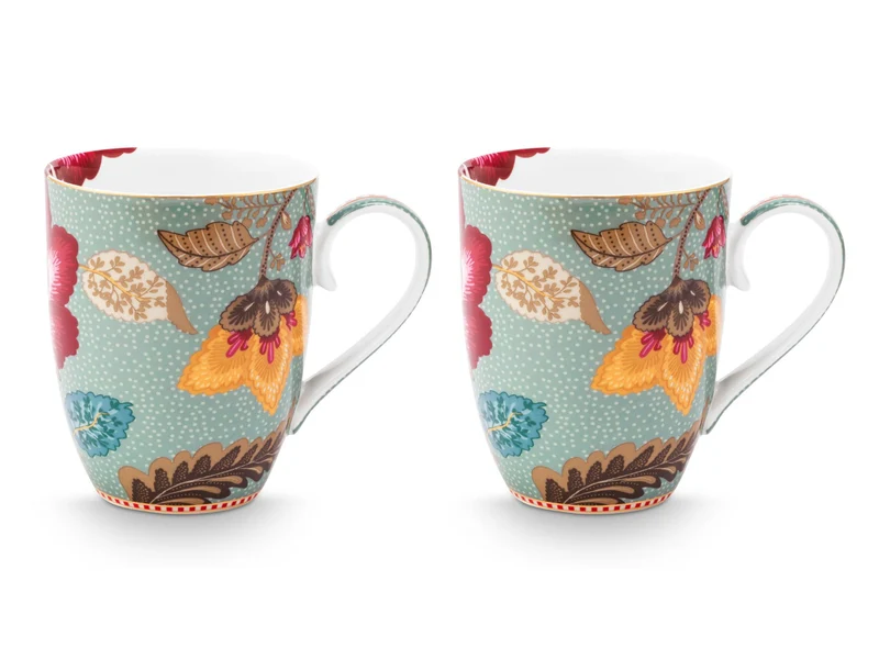 PIP STUDIO Blooming Tales Fantasy Blue Henkelbecher Large 0,36l Set2
