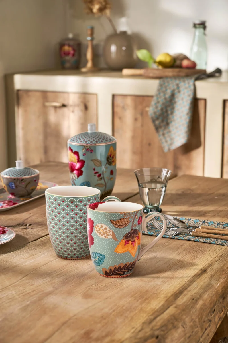 PIP STUDIO Blooming Tales Fantasy Blue Henkelbecher Large 0,36l Set2