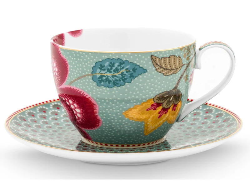 PIP STUDIO Blooming Tales Fantasy Blue Tasse mit Untertasse 0,3l Set2