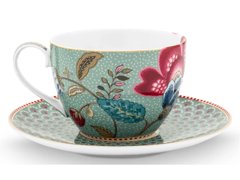 PIP STUDIO Blooming Tales Fantasy Blue Tasse mit Untertasse 0,3l Set2