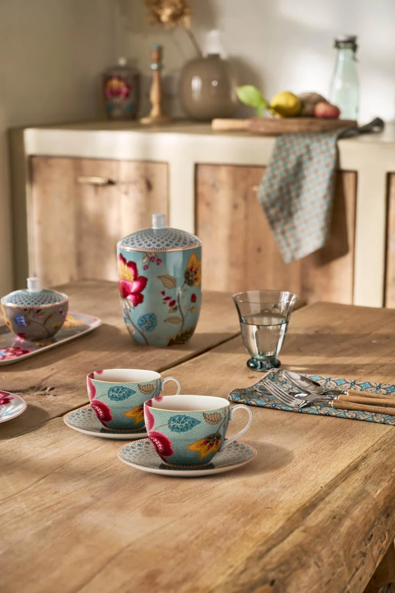 PIP STUDIO Blooming Tales Fantasy Blue Tasse mit Untertasse 0,3l Set2